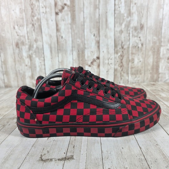 Vans Other - Vans Old Skool Red Black Checkerboard Skate Shoes Mens 10 Low Top 721454